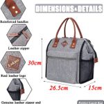 Leak-proof Lunch Box for Women Insulated Lunch Cooler Bag Thermal Lunch Tote with Removable Shoulder Strap for Men Adults Large Picnic Bag for Office Work Outdoor, Grey Photo 4