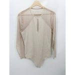 Abercrombie & Fitch Bodysuit Women XL NWOT Cream Nude Long Sleeve Sheer Mesh Photo 7
