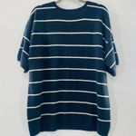 NYDJ Oxford Navy Striped Short Sleeve Crewneck Soft Sweater Top Size 0X NWT Photo 2