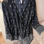 Xhilaration Black floral Embellished Jumpsuit Tie Front Photo 0