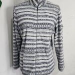 L.L.Bean Grey Fair Isle Print Light Fleece Zipper Jacket Photo 0