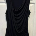 Three Dots Vintage  Viscose Black Drape Front Blouse Top Size‎ Large Made In USA Photo 0