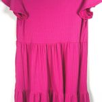 See You Monday  Pink Ribbed Tiered Midi Dress Short Sleeve Casual‎ Cute Large Photo 9