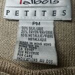 Talbots  Shirt Womens Petite Medium Gold Glittery Pullover Long Sleeve Luxe Silk Photo 4