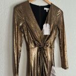 Dress the Population NEW  Daria Bronze Midi Metallic Fall Sexy Cocktail Party NYE Photo 4