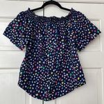 J.Crew Smocked Neck Off the Shoulder Top in Ratti Happy Cat Rainbow Spot Print Photo 10