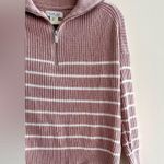 Rachel Zoe Light Pink and White Striped Ribbed Quarter-Zip Sweater, Size Small Photo 4
