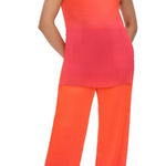 Andrea Iyamah ‎ Atti Ombre Plisse Two-Piece Set Straight-Leg Pants Top Red Small Photo 0