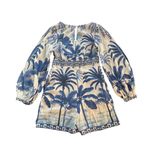 Farm Rio  Anthropologie Long Sleeve Printed Romper Nautical Cottagecore Boho Sm Photo 5