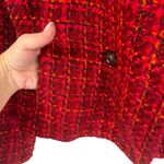 Talbots  Red Tweed Plaid Blazer Jacket Double Breasted Christmas Office Size 10 Photo 3