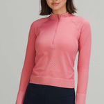 Lululemon  Rest Less Cropped 1/2 Zip Long Sleeve Athletic Pullover Size 6 SM Pink Photo 0