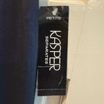 Kasper Skirt Suit Long Sleeve Blazer Midi Skirt Career Navy Petite Size 8/10 Blue Photo 5