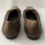 AGL Brown Taupe Snake Textured Cap Toe Ballet Flat Pewter Metallic Buckle 40 Size 9 Photo 3