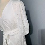 ZARA  Bloggers Fav Oyster White Belted Embroidered Tiered‎ V-Neck Midi Dress Sz M Photo 10