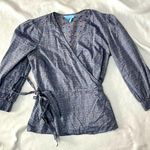 Draper James  Embroidered Dot Chambray Wrap Top Photo 2