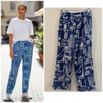 Haute Hippie  Blue Graphic Wide Leg Pants Photo 1