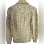 CPO PROVISIONS Womens Fisherman Aesthetic Cable Knit Button Shawl Collar Sweater Tan Photo 1
