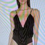 House of Harlow Revolve x 1960 Black Velvet Stripes Tie Front Bodysuit, size XS Photo 4