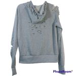 Roma Concept  Gray Distressed Hooded Zipup Sweatshirt Size M Photo 1