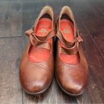 Dansko  Leather Mary Janes Deidra Knot Brown Cognac Hook Loop platform Size 38 Photo 1