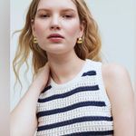 Madewell Crochet-Knit Crewneck Sweater Tank in Ivory and Navy Size XXS Photo 4