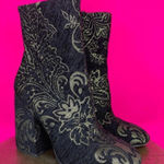 Ash  Fedora Black Gold Embroidered Floral Ankle Boot Sz 37 Photo 0