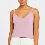 St. John  Wool Blend Santana Knit V-Neck Tank In Frosted Rose Size XL Photo 0