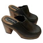 Candie's ⭐️ Vintage Candie’s Black Leather Clogs Made in Brazil - Y2K Chunky Wooden Heels Photo 0
