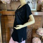 Apt. 9  BLACK JERSEY KNIT TUNIC WITH SILVER STUDDED DETAILS NWT (0X) Photo 5