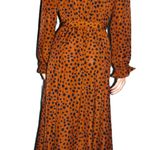 Cupshe  Brown Black Faux Wrap Polka Dot Dress M NWT Photo 5