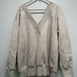 Nike  off shoulder v neck beige cream oversized sweater Photo 3