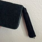 Judith Leiber vintage embroidered Suede evening mini bag with tassles, black Photo 14