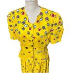 VTG Anne Crimmins for UMI Women's Suit Skirt & Jacket Yellow polka dot sz 12 Photo 1