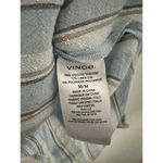 Vince  Viscose Linen Blend Blue Stripe Button Up Long Sleeve Blouse Women's Med Photo 4