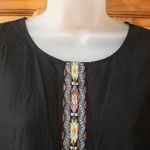 THML /ANTHROPOLOGIE  Art Effect Embroidered Top Size L Open Back Black NEW Photo 2