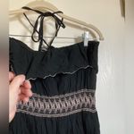 🌞American Rag Cie Black Halter Top Crinkle Body Embroidered Floral Maxi Dress Size L Photo 7