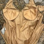 Sherry Haute Couture Y2K Silk Beaded Sequin Gemstone Animal Print Halter Gown Tan Size 4 Photo 11