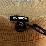 Monrow Tucked Sleeve Puff Shoulder Crewneck Sweatshirt Tan Size XL Photo 2