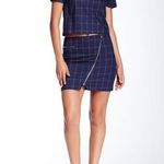 Romeo + Juliet Couture Navy Grid Print A-Line Skirt Photo 0