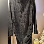SheIn 🍾🪩NWOT New Years Mock Neck Lettuce Trim Glitter Bodycon Dress🍾🪩 Photo 0