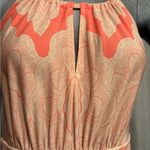 London Times Sleeveless Maxi Halter Dress Orange/Cream Resort Wear Wedding Fall Photo 1