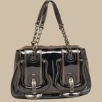 Fendi Black Patent Leather B Shoulder Hobo Bag New Condition Authentic Photo 0