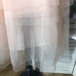 Forever 21 NWT Midi Corset Dress Satin Tiered Tulle Champagne/Blush Pink L Photo 13