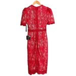 Lulus NWT  Red Crochet Lace Amore Fitted Midi Dress Size XS Wedding Guest NEW Photo 1