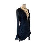 Oh Polly Cemile Lace Up Front Mini Dress In Black Photo 5