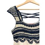 Calypso St. Barth  Crochet Gauzy Top Women‎ Size Medium Blue White Boho Tropical Photo 2