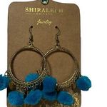 Shiraleah Zola Blue pom pom hoop Earrings Photo 0