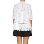 Zimmermann 725  White Cotton Broderie Anglaise Lace Cut Out Smocked Top Size 1 Photo 2