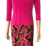 Citiknits 2 Piece Pink Black Floral Top and Skirt Photo 0