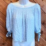 One Clothing blue floral off shoulder crop top elbow tie sleeves medium Photo 2